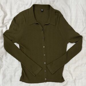 Uniqlo Olive Button Down Shirt